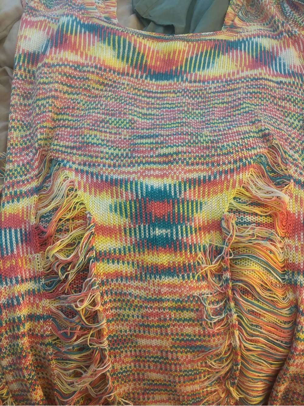 Fashion Nova Multicolor Fringe Knit Maxi Dress